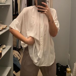 Aritzia white drapey blouse small